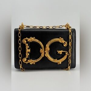 Dolce&Gabbana DG Girls Black Leather Shoulder Purse Bag